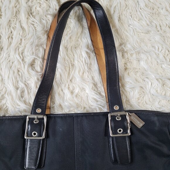 Coach Black Nylon / Leather Tote Bag Handcrafted in Turkey - Picture 2 of 16